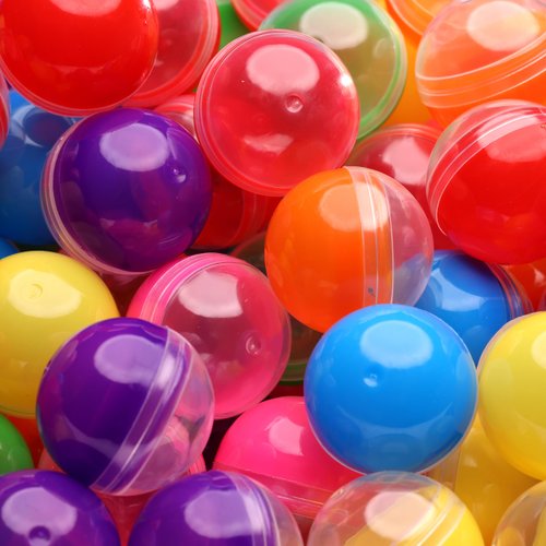 Entervending Vending Machine Capsules - 1.1 Inch Tiny Semi-Translucent Empty Clear-Colored Round Capsules - 250 Pcs Gumball Machine Containers - Plastic Capsules for Toys - Small Colored Containers