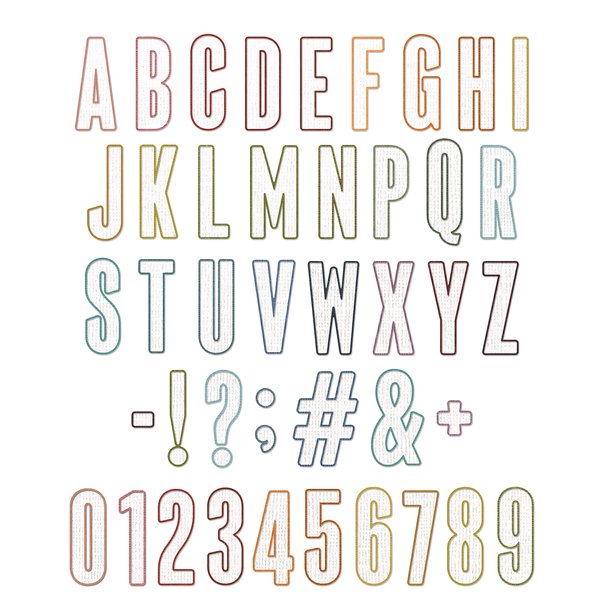 Sizzix Thinlits Die Set 43PK Alphanumeric Bulletin by Tim Holtz, 666281, Cranberry
