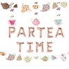 LaVenty 5 PCS Par TEA TIME Balloons Tea Party Birthday Banner Tea Party Decorations LET'S PAR TEA Party Decor Par Tea Baby Shower Decor Par Tea First Birthday Par Tea 2nd Birthday