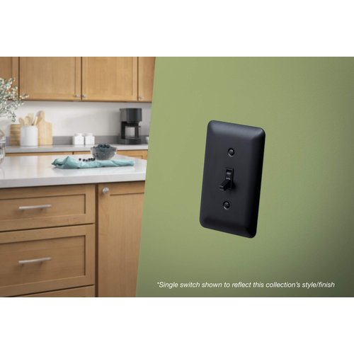 Franklin Brass Stamped Round (1-Pack) Decorative Light Switch Cover Matte Black 1-Gang Decorator/Rocker Wall Plate Single Switch Plate Cover Electrical Outlet Covers W10251-FB-C