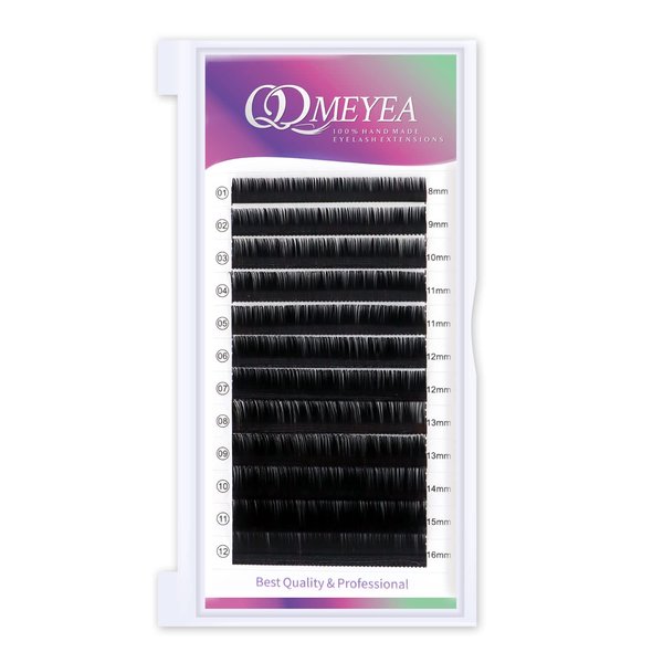 QDMEYEA Eyelash Extensions Individual Lashes 0.07 D Curl Classic Volume Lash Extensions Supplies 8-16mm Length Single Eyelashes Extensions Mixed Tray(8-16mm, 0.07 D Curl)