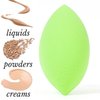 Beauty Junkees Makeup Sponge Blender - Green Oval Foundation Makeup Blender Sponge, Liquid Cream Powder Contour Blending Sponges, Make Up Applicator Cosmetic Blenders, Wet Dry Beauty Sponge Latex Free