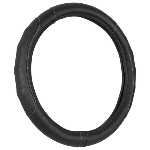 Motor Trend Ergonomic Grip Steering Wheel Cover/Protector for Small Size Steering Wheels in Cars, SUVs, Boats (13.5-14.5") (Carbon Fiber Synthetic Leather (Black))