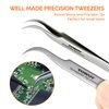 TOWOT Precision Tweezers, Stainless Steel Pointed Tweezers for Craft, Electronics, Soldering, Medical and Experimental Work, Jewelry-Making, Non-Magnetic Industrial Tweezers