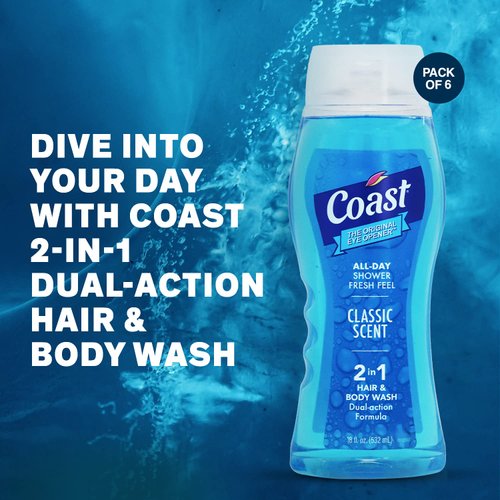 Coast Hair and Body Wash, Classic Scent, 18 Fl Oz Bottle