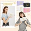 Personalized Gift Initial Makeup Bag,Preppy Gold Embroidered Letter Cosmetic Bag Stocking Stuffers for Teen Girls,Small Travel Toiletry Bag,Custom Christmas Birthday Gift for Women Mom Kids(White-M)