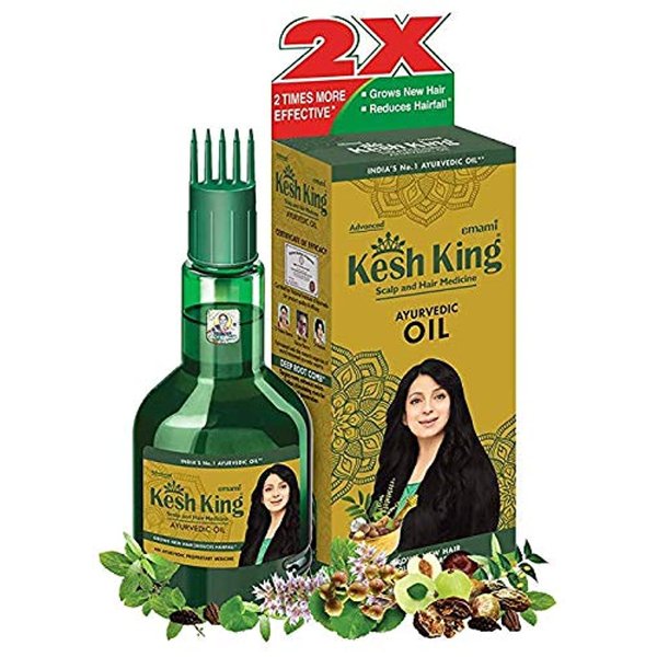 KESH KING Ayurvedic Hair Oil | Herbal Oil with Bhringraj & Amla | Enhance Hair Growth | Reduce Hairfall | Nourishes Scalp | Provides Long & Thick Hairs | 3.38 Fl Oz/100ml