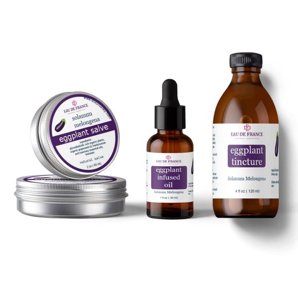 Eggplant Salve, Eggplant Tincture, Eggplant Oil, Complete Set of 3