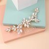 BERYUAN Wedding Crystal Hair Comb Flower Crytstal Hair Piece Teardrop Crystal Rhinestone Wedding Hair Accessories Bride Headband for Wedding (gold)