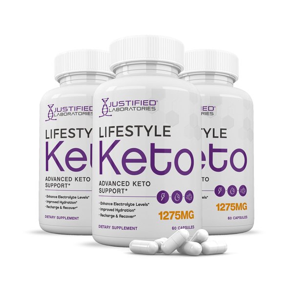 (3 Pack) Lifestyle Keto Pills 1275MG New & Improved Formula Contains Apple Cider Vinegar Extra Virgin Olive Oil Powder Green Tea Leaf 180 Capsules