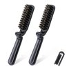 2Pcs Travel Hair Brush, Mini Folding Hair Brush Collapsable Boar Bristles Hair Comb Pocket Beard Brush Portable Hair Styling Tool for Women and Men