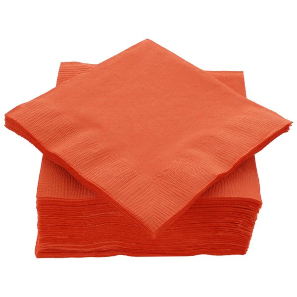 Amcrate Big Party Pack 100 Count Orange Beverage Napkins - Ideal for Wedding, Party, Birthday, Dinner, Lunch, Cocktails. (5” x 5”)