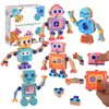 Hdsahdok Wooden Snap Together Building Toys, STEM Blocks Toys, 28 Pcs Robot Take Apart Toys, Montessori Educational Fine Motor Skill Toy, Gift for 3 4 5 6 7 8 Years Old Kids