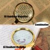 Magnifying Glass 6X + 8X Magnification Magnifier Handheld Magnifier for Science, Reading Book, Inspection.Pack of 2 (Gold)