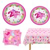 10pcs Dinosaur 2 year old plate paper towel plus tablecloth，Two Rex Birthday Decorations Girl,Dinosaur 2nd Birthday Party Supplies Girl,Pink Dinosaur Party Supplies 2nd Birthday.