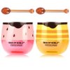 Bee Lip Balm Honey Pot, 2 PCS Strawberry & Honey Hydrating Prevention Dry and Cracked Lip Scrubs Exfoliator, Propolis Moisturizing Lip Sleep Mask Reduces Lip Lines, Lip Exfoliating Honey Bee Lip Mask
