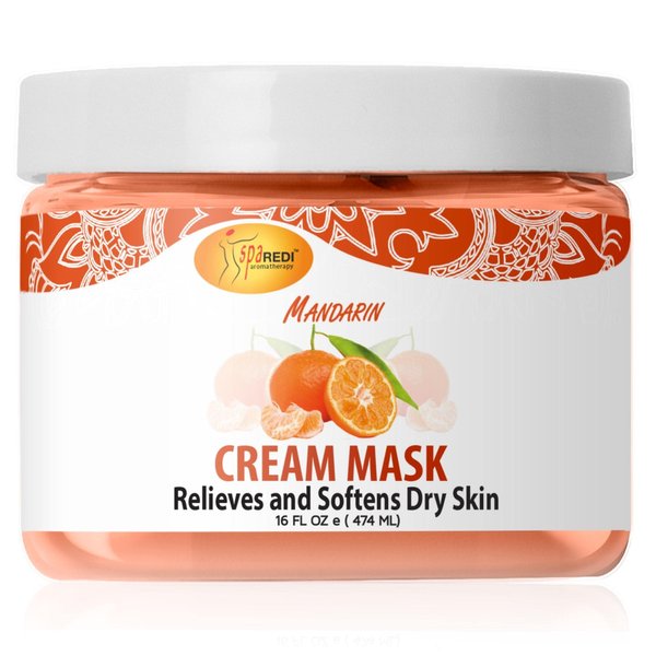 SPA REDI - Body and Foot Cream Mask, Mandarin, 16 Oz - Pedicure Massage for Tired Feet and Body, Hydrating, Fresh Skin - Infused with Hyaluronic Acid, Amino Acids, Panthenol, Comfrey Extract