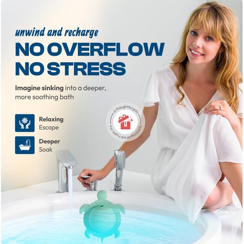 Overflow Drain Cover for Bathroom Tub – Bathtub Overflow Plug Stops Water Loss, Bath Tub Drain Cover for Deeper Soaks, Easy-to-Install Drain Stopper - Drains in Lavender Reef