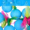 Cat Feather Ball Toys Interactive Golf Balls Assorted Kitten Squeaky Chasing Toy Pack of 24 (Random Color)