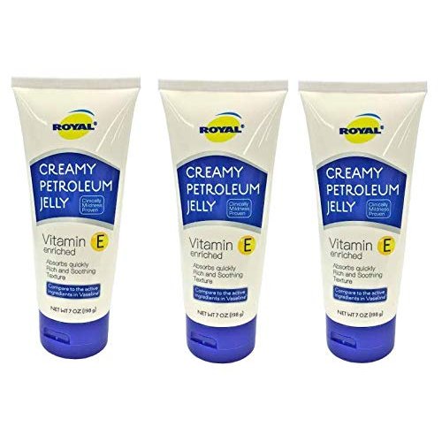 ROYAL Vitamin E Enriched Creamy Petroleum Jelly Skin Protectant Absorbs Quickly, Rich, Soothing Texture 7 Oz. (3 Pack)