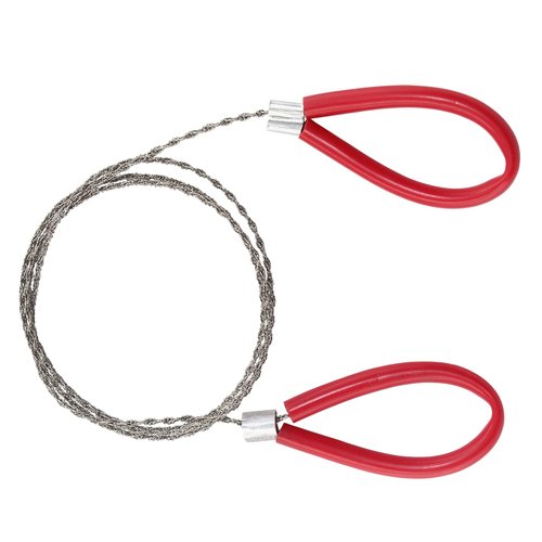Rierdge 2 Pcs PVC Pipe Cable Saw Stainless Steel Wire Saw Portable String Rope Saw Survival Wire Saw for Hiking Camping Hunting, Red & Black, 23.62 Inch