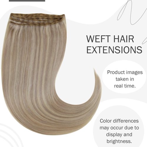 Hetto Sew in Hair Extensions Human Hair Weft Hair Extensions Real Human Hair #17/23 Dirty Blonde Highlight Hand Tied Human Hair Wefts Sew in Extensions 100g 22 Inch
