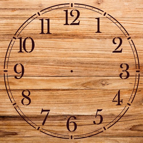 Clock face Stencil Pattern for Home Decor and Crafts, Reusable Mylar Template, Classic Numbers Design for Walls, Wood, and Art Projects - Size A3 (11.7" x 11.7")