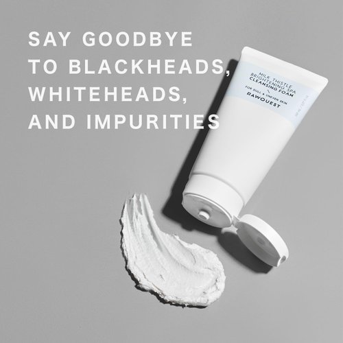 RAWQUEST Korean Deep Pore Cleansing Foam | Brightening, Exfoliator, Remove Blackheads, Dead Skin Cells & Makeup | Daily Face Wash Cleanser with 82% Milk Thistle Extract for Oily and Combination Skin