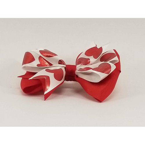 Red Hearts Hair Bow
