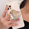 Ksadiye Expandiing Moblile Cell Phone Grip Heart Shape Glass Holder for Smartphones, Cellphone Collapsible Stand（ Rose Gold