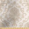 Lunarable Victorian Fabric by The Yard, Curlicues with Floral Ornaments Rococo Pattern Leaves Damask Inspired Nude Tones, Decorative Satin Fabric for Home Textiles and Crafts, 1 Yards, Cream Tan