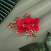 Sither Red Hair Clip for Bridal Floral Hair Comb for Women Wedding Hair Accessories for Bride Hair Clip Headpiece for Wedding Party Prom Gift