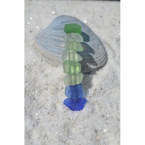 Genuine Shades of Blue and Sea Foam Sea Glass French Barrette Hair Clip