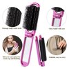 Travel Hair Brush,2 Pieces Mini Hair Brush with Mirror Folding Hair Brush Portable Compact Hair Comb Collapsible Pocket Brush Small Compact Pocket Hair Comb for Women
