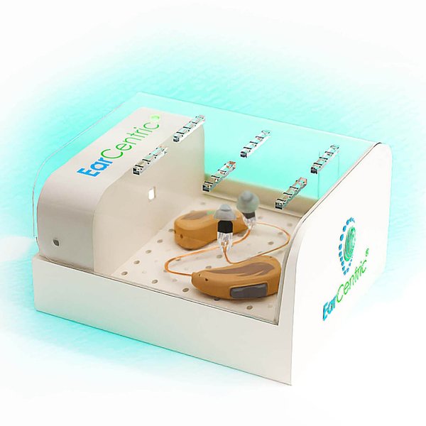 EarCentric RapidDry Automatic Hearing Aid Dryer, Dehumidifier Sanitizer | Removes Sweat & Moisture from Hearing Aids, Airpods, Wireless Earbuds, Ear Amplifiers Dessicator
