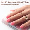 Polychrome&air Press On Nails Short Squoval ABS Natural Fit Fake Nails with Jelly Glue Reusable Manicure Glue On Nails Woman and Girl False Nails UV Cover Gel Glossy Nails 15Sizes 30PCS（Light Red)