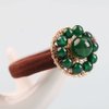 Ezindraw Natural Jade Gemstone Hair Tie, Emerald Jade Hair Elastic Ponytail Rope, Retro Chinese Hair Accessories for Women, Girls, Bridesmaid, Green Jade Jewelry Gift