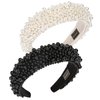 QIANXUAN Fashion Headbands For Women's Hair White Pearl Headbands For Girls Black Padded Headband Rhinestones Beading Pearls Hair Accessories Design Elegant Wide Hairbands