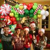 Green Red Christmas Balloon Garland Kit, Christmas Balloon Garland Arch Kit with Green Red Balloon Balloon Candy Cane Foil balloon for Christmas Party Decorations New Year Party Supplies