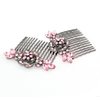Janefashions 2Pcs Peony Pink Austrian Rhinestone Cystal Hair Combs Barrette Clip Pair B136p