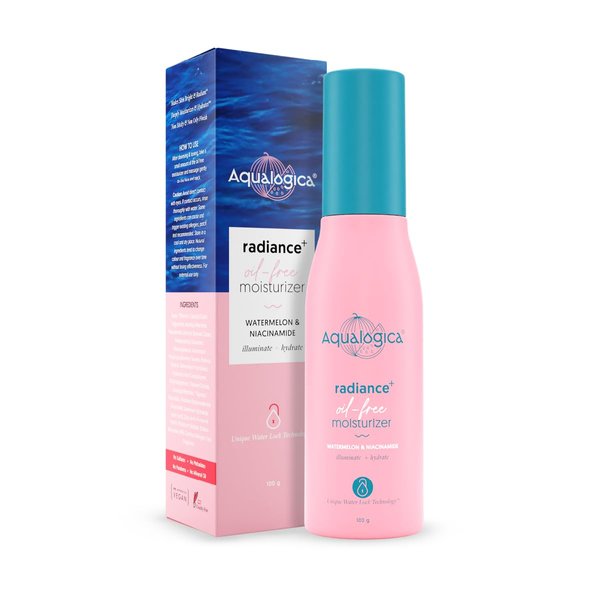 Aqualogica Radiance+ Oil-Free Moisturizer with Watermelon & Niacinamide for Deeply Nourished, Combination Skin, Oil-Free & Radiant Skin of Men & Women -100g