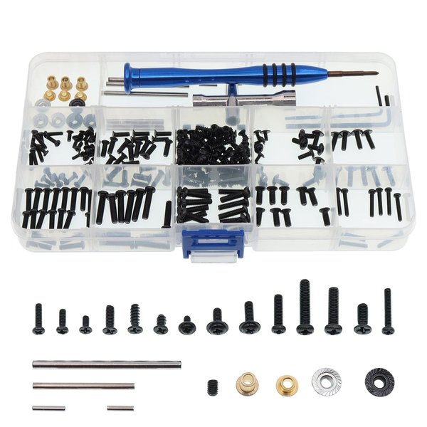 Treehobby RC Car Screws Kit Repair Tool Box Hardware Fasteners Replacement Compatible with WLtoys 1/14 144010 144001 144002 1/12 124016 124017 124018 124019 RC Car Upgrade Parts
