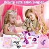 Hair Salon Toys for Girls, 40Pcs Girl Beauty Salon Playset Pretend Hair Styling Set with Hairdryer, Curling Iron, Mirror, Barber Apron and Styling Accessories for Toddler Makeup Party Christmas