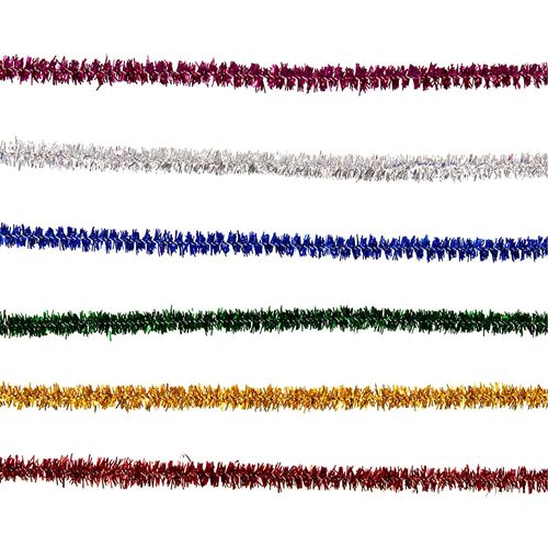 West Coast Paracord Chenille Stems – Fun Tinsel Pipe Cleaners for DIY Crafts, Art, Decorations – 12 inches by 6 millimeters - Pack of 25 (Multicolor)