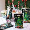 ANGOLIO 50Pcs Christmas Glow in the Dark Favors Bags Print Christmas Tree Snowman Candy Treat Bags with Handles Plastic Gifts Snack Bags Party Favor Supplies Back to School for Kids