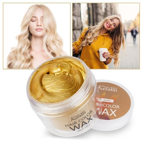 Temporary Hair Color Wax Blonde Golden, Magic Master Keratin Hair Dye Paint Wax, 3.4 Fl Oz Natural Washable Temporary Hair Color for Kids Girls Women & Men,Party, Cosplay, Festival & Halloween