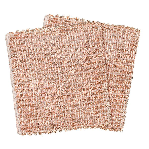 REDECKER 2-Ply Woven Copper Scrubbing Cloth - Durable and Non-Abrasive Scrubber, Machine Washable, Alternative to Chore Boy Copper Scrubber, Copper Scouring Pads, and Brillo Pad, Set of 2