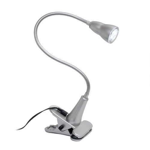 Simple Designs LD2015-SLV 1W LED Gooseneck Clip Light Desk Lamp