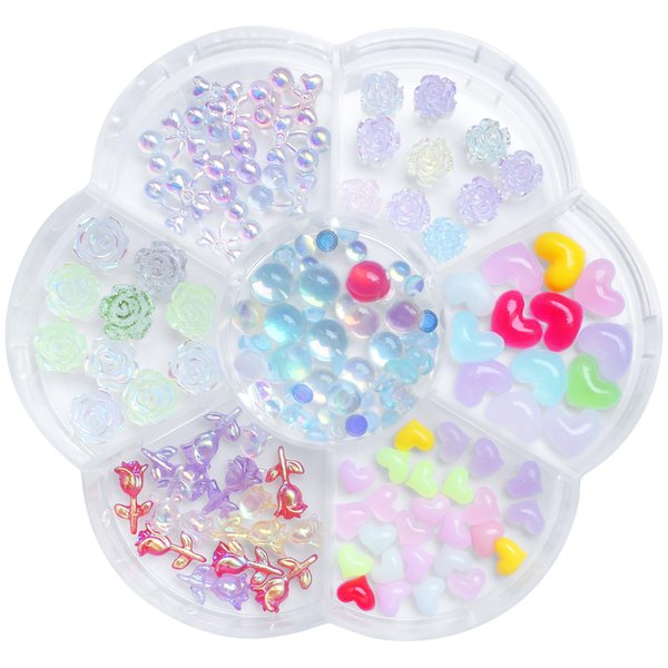 Lifextol Flower Nail Charms and Gems Cute Nail Charms for Nails Design 3D Nail Charms for Nails, Junk Case Charms Kawaii Nail Charms Bulk Heart Charms Y2K for Coquette Press on Nails Art Charms