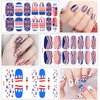 16 Sheets 4th of July Nail Polish Stickers Strips EBANKU Patriotic American Flag Nail Wraps Full Wraps Independence Day Nail Strips Self-Adhesive with Nail File